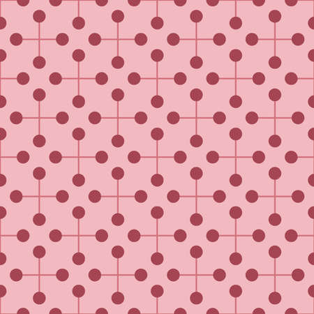 Dark red circles with red crosses on pink seamless background.のイラスト素材