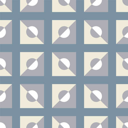 Retro cover design for wallpaper design. Vector circles and squares graphic background. Seamless backdrop.のイラスト素材