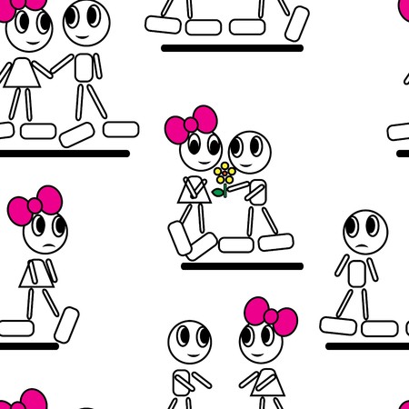 Boy and girl abstract backgroundのイラスト素材