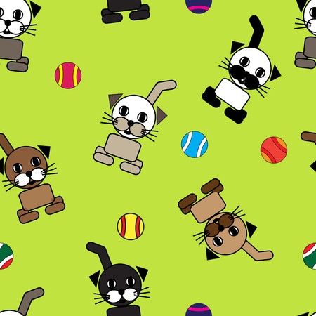 Seamless wallpaper with cartoon catsのイラスト素材