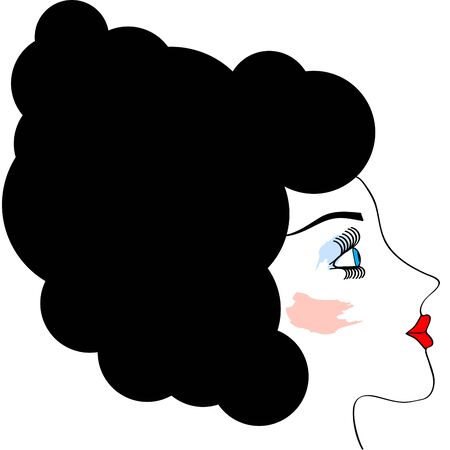Art girl with locky curl on the whiteのイラスト素材