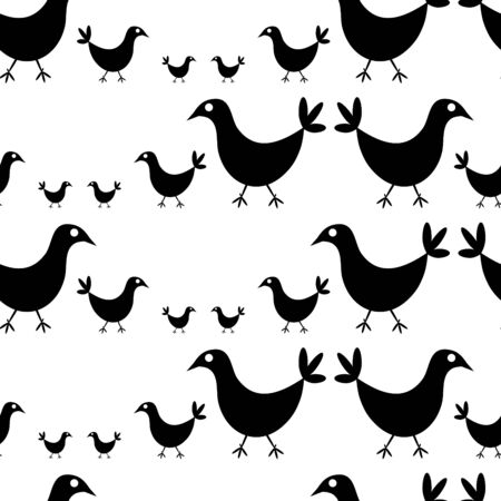 Seamless wallpaper with cartoon birdのイラスト素材