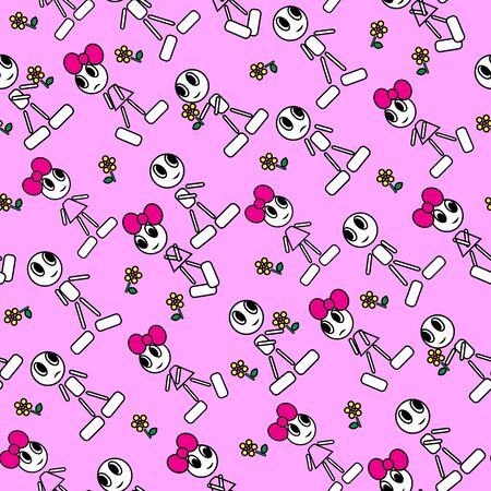 Boy and girl abstract backgroundのイラスト素材