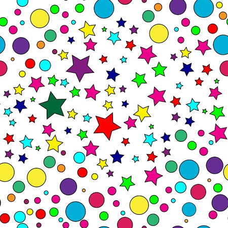 Seamless vector texture with stars and circlesのイラスト素材