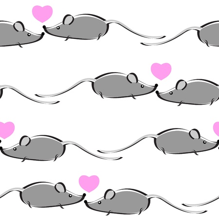 Cute little mouses with heartsのイラスト素材