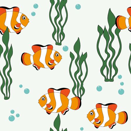 Seamless pattern with cartoon clown fishのイラスト素材