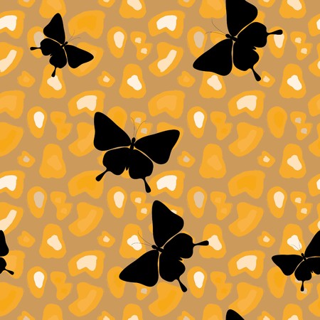 abstract seamless leopard pattern with butterflyのイラスト素材