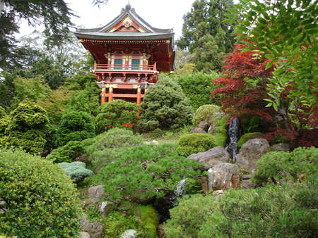 The  Japanese garden with the typical house の写真素材