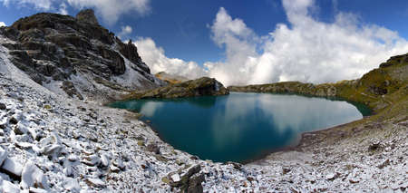 The Blue lake in winter the landscapeの写真素材
