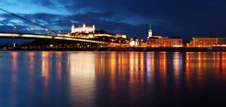 Bratislava at twilght -  panoramic view in Slovakiaの写真素材
