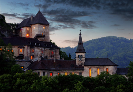 Beautiful Slovakia castle at sunset -  Oravsky hradのeditorial素材