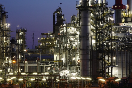 Petrochemical plant in night
