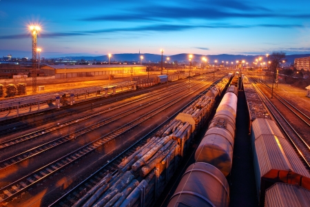 Freight Station with trains - Cargo transportationの写真素材
