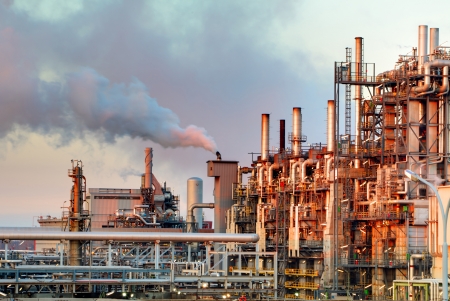 Smoke from the pipes of oil refineryの写真素材