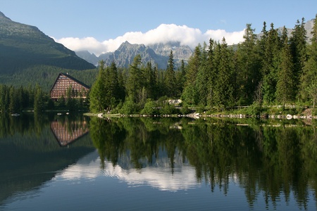 Beautiful Lake in High Tatras -  Strbske plesoの写真素材