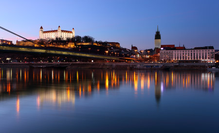 Bratislava castle and bridge in Slovakiaのeditorial素材