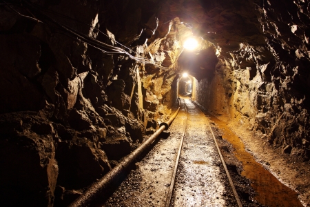 Mine tunnel with pathの写真素材