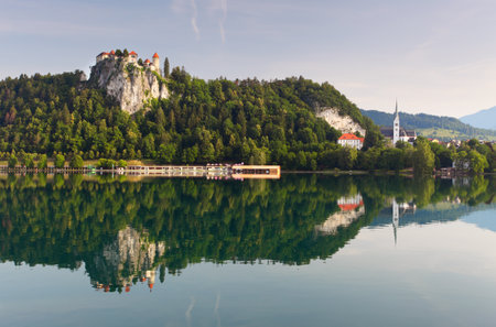 Medieval castle of Bled in Sloveniaのeditorial素材