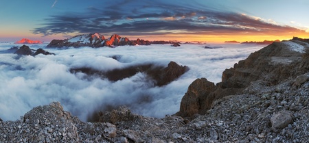 Beautiful mountain panorama in Italy Dolomiti - Glacier Marmoladaの写真素材
