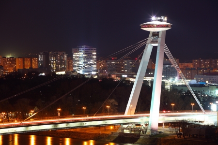 Bratislava New bridge during night の写真素材
