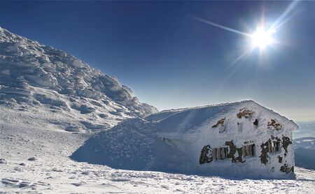 Alpine chalet in ski resort Jasna  Kamenna chata  Winter landscape - Low Tatras - Slovakiaの写真素材