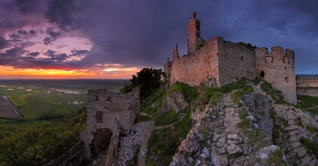 Haunted castle - ruins of Plavecky castle, Slovakiaの写真素材
