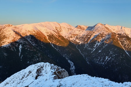Beautiful sunrise in rocky mountain - West Tatras - Slovakiaの写真素材