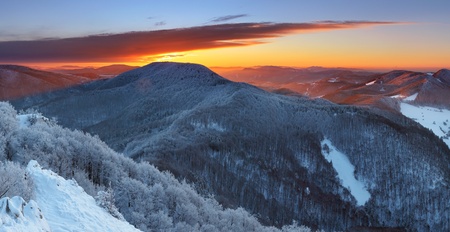 Winter sunset in mountain with cloud - Slovakiaの写真素材