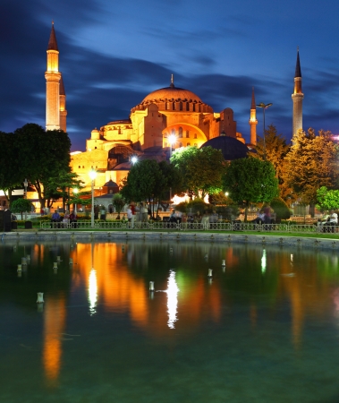Hagia Sofia with reflection - Isntanbul, Turkeyの写真素材