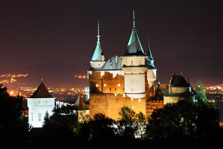 Bojnice castle, Slovakia at night  のeditorial素材