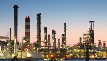 Oil refinery at twilight - factory の写真素材