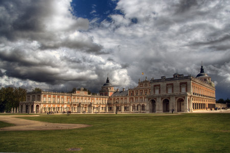 Royal Palace of Aranjuez with dramatic sky - Spain  Artistic processのeditorial素材