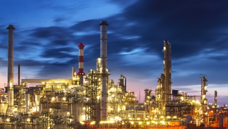 Oil refinery at twilight - factoryの写真素材