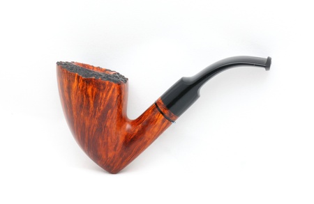 Tobacco pipe isolated on whiteの写真素材