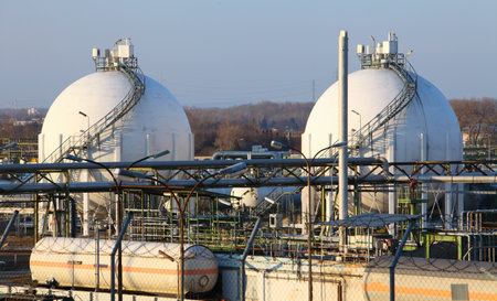 Oil storage tank in  Petrechemical plantのeditorial素材