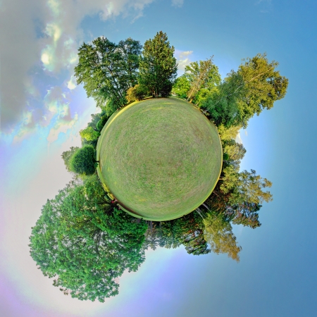 Little planet - Globe at summer time - 360 degrees panoramaの写真素材