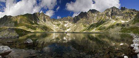 Mountain lake with reflectionの写真素材