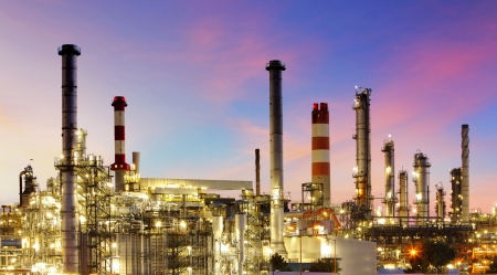 Oil refinery at twilight - factoryの写真素材
