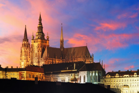Prague Castle at sunset, Czech republicのeditorial素材