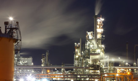 Oil refinery at twilight  のeditorial素材