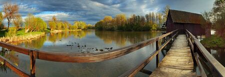Watermill - panoramic viewの写真素材