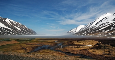 Iceland fjord - HÃ©Ã°insfjarÃ°arvatnの写真素材
