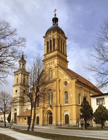 Catolic church in city Modraの写真素材