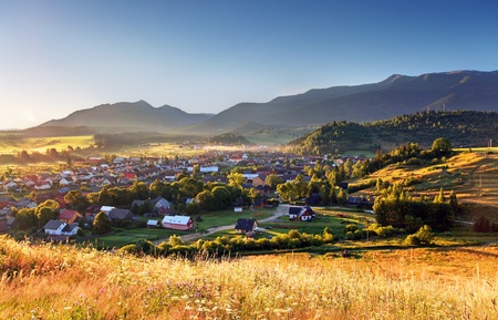 Rural scene in Slovakia Tatras - village Zuberecの写真素材