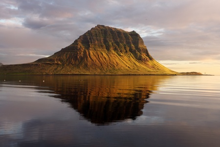 Extinct volcano in Iceland. Mount Kirkjufell in the Snaefellsnes peninsula, Iceland.の写真素材