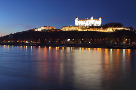 Bratislava castle and bridge - Slovakia のeditorial素材