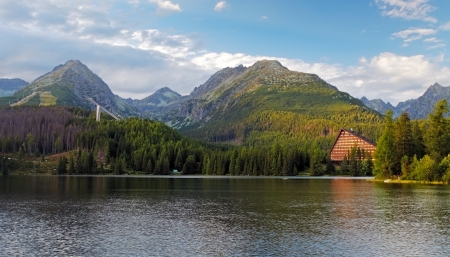 Beautiful mountain lake with reflection.の写真素材