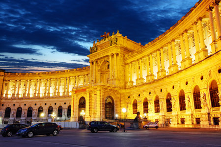 Vienna Hofburg palace at a nigth のeditorial素材