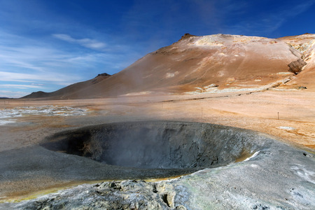 Iceland, Volcanic landscape Namafjallの写真素材