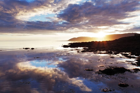 Sea sunset in Icelandの写真素材